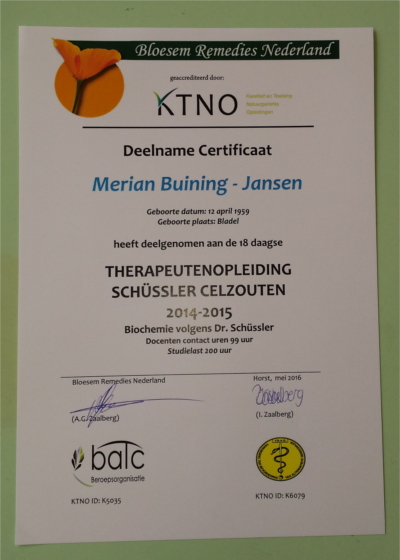 Certificaat Celzouten